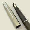 Parker 61 Fountain Pen - Mk II, Grey w Steel Cap, Right Oblique Nib (Excellent)