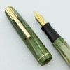 Waterman Stalwart Fountain Pen - Full Size, Olive Green Marble, Gold Trim, Flexible Fine (Excellent, Restored)
