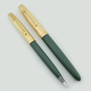 Parker 51 Aerometric Fountain Pen Pencil Set - 1951, Navy Grey, GF Converging Lines Cap, Fine (Very Nice, Works Well)