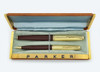 Parker 51 Vacumatic Double Jewel Set - 1945, Cordovan Brown, Signet Cap, Fine (Excellent + w New Nib, Restored, Boxed)