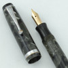Parker Challenger Fountain Pen - 1935, Grey Marble, Button Fill, Medium (Very Nice, Restored)