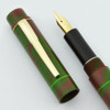 Ranga Ebonite Soquel - 14k Flexible Fine Nib, Green and Red Mottled, Aerometric (New)