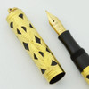 Waterman 0552 1/2 V Ring Top Fountain Pen - Gold Basketweave Filigree, Extra Fine Ideal Nib (Superior, Restored)