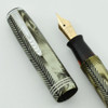 Parker Royal Challenger  - Silver Pearl Herringbone, Large Size, Extra Fine, Button Fill (Excellent, Restored)