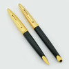 Waterman Carene Deluxe Fountain Pen & Pencil Set - Green Lacquer/Gold, Medium 18k Nib (New Old Stock)
