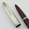 Parker 51 First Year Fountain Pen - Double Jewel, Sterling Cap, Cordovan Brown, Extra Fine (Excellent, Restored)