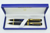 Waterman Man 200 Rhapsody Ballpoint Pen & Pencil Set - Mineral Blue, Gold Trim (Mint, In Box)