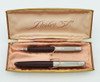 Parker 51 Aerometric Fountain Pen Pencil Set - 1949, Burgundy, Lustraloy Caps, Fine (Very Nice +, In Box)