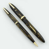 Sheaffer Valiant 1000 Lifetime "Skyboy" Fountain Pen Set - Military Clips, Lever Fill, Brown Striated, Extra Fine (Excellent, Restored)