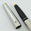 Pilot Telescoping Long "Short" Pocket Fountain Pen - 1960s, Brushed Steel, 14k Fine Nib (Excellent, Works Well)