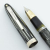 Sheaffer Triumph Lifetime Fountain Pen - Vac-Fil, Grey Striated w Chrome Trim, Fine Triumph Nib (Very Nice, Restored)