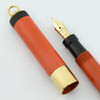 Parker Lady Duofold Deluxe Fountain Pen - Wide Band, Red, Medium Gold Nib (Excellent, Personalized, Restored)