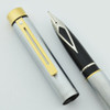 Sheaffer TARGA 1001X Fountain Pen - Brushed Steel w Gold Trim, Medium Steel Nib (New Old Stock, Stickered)