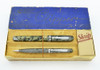 Sheaffer Sub-brand WASP Clipper Set - Grey "Lizard" Pattern, Vac-Fill, Semi-Medium 14k Nib (Mint in Original Packaging, Restored)