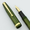 Conway Stewart 85L Fountain Pen-  1950s, Green Herringbone, Flexible Fine 14k Nib (Excellent, Restored)