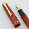 Unknown Vintage Button Fill Fountain Pen - Red Celluloid, 14k Nib (Excellent, Restored)