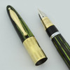 Sheaffer Lifetime Triumph 1250 Fountain Pen - Early 1940s, Green Striated w Wide Band, Vac-Fil, Fine (Excellent, Restored)