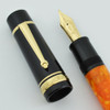 Delta Dolcevita Federico Fountain Pen - Oversize, Orange & Black, 14k Broad, Piston Fill (Near Mint in box)