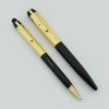 Eversharp Skyline Fountain Pen Set - Black, Longitudinal Caps, Manifold Medium Nib (Excellent, Restored)