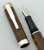 Conklin (Modern) Herringbone Fountain Pen - Brown, Chrome Trim, Fine Steel Nib (Excellent, In Box) Conklin (Modern) Herringbone Fountain Pen - Brown, Chrome Trim, Fine Steel Nib (Excellent, In Box)