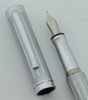Levenger Fountain Pen - Brushed & Smooth Chrome, Lines Pattern, Medium Nib (Very Nice, Works Well)