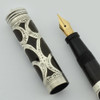 Parker Lucky Curve #14 Fountain Pen - Sterling Filigree, Ring Top, Medium Flex Gold Nib (Excellent, Restored)