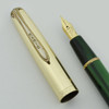 Hayashi Ramie Fountain Pen - 1950s Aerometric Filler,  Green, Gold Plated Cap, 14k Flexible Fine (Very Nice, Works Well)
