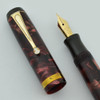 Parker Challenger Fountain Pen (1930s)  - Full Size, Button Fill, Red Marble, Fine Gold Nib (Very Nice, Restored)