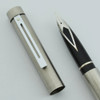 Sheaffer TARGA 1001 Fountain Pen - Early Version (1980-88), Brushed Stainless Steel, Broad Italic Steel Nib (Near Mint, Works Well)