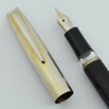 Rolex Piston Fill Fountain Pen - Black Barrel, Gold Wash Cap, Steel Nib (Very Nice, Works Well)