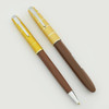 Waterman Taperite Crusader Fountain Pen & Pencil Set - Chocolate, Gold Cap, Medium 14K Nib (Superior, Restored)