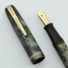 Moore Fountain Pen - 1940s, Striped Grey w Military Clip, Maniflex 14k Fine Nib (Very Nice, Restored)