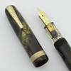 Monogram Fountain Pen - 1940s, Brown Snakeskin, 14k Semi-Flex Forever Fine Nib  (Excellent, Restored)
