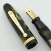 Eclipse Oversize Fountain Pen - Black and Green, Fine Semi-Flex 14k Nib (Excellent, Restored)