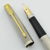 Parker 75 Sterling Cisele Fountain Pen - USA, Flat Tassies, Fine 14k Nib (Excellent, Works Well) - 12035