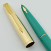 Parker 61 Fountain Pen - Mk II, Caribbean Green, Gold Filled Cap, Fine Gold Nib (Near Mint, Works Well)