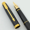 Parker 75 Fountain Pen - Black Lacquer, French, 18k Medium Nib (Excellent, Works Well)