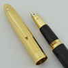 Sheaffer Crest (Reissue) #593 Fountain Pen -  Black w Gold Cap, Fine 18k Nib (Near Mint, Works Well)