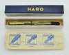 Haro Vintage German Fountain Pen - Piston Filler, Green Striped, Flexible Steel Nib (Excellent + in Box, Restored)