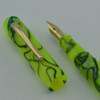 Ranga Acrylic 4cs - 14k Eversharp Flexible Medium Nib, Yellow w Green Lines, Blow-Filler (New in Box)