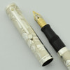 Sheaffer Nostalgia Fountain Pen - Solid Sterling, Etched, 18k Left Oblique Nib (Mint in Box)