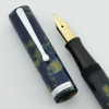 Waterman 94 Fountain Pen - Blue & Cream Celluloid, Flexible Fine NY #4 Nib (Excellent +, Restored)