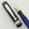 Mabie Todd Swan 142/52 Fountain Pen - Marbled Blue, Full Flex Fine Nib (Superior, Restored)