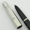 Parker 51 Aerometric (Made in England) - Black, Lustraloy Cap, Medium (Excellent, Works Well)