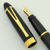 Aurora Ipsilon Deluxe Fountain Pen - Black, Gold Trim, 14k Stub Italic Nib (Near Mint, Works Well)