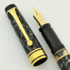 Aurora Optima Fountain Pen - Marble Gray Black Auroloide, Medium Italic 18k Nib (Superior in Box, Works Well)