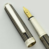 Bossert & Erhard Fountain Pen - Sterling w Black Lacquer, Pinstripe, 18k Broad Nib (Excellent in Box, Works Well)