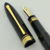 Omas 360 Fountain Pen - Black with Gold Trim, 18k Medium Italic Nib (Excellent in Box, Works Well)