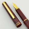 Platinum Riviere Fountain Pen - Red Marble Lacquer, GP Trim, GP Broad Nib (Excellent + in Box, Works Well)