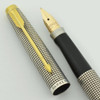 Parker 75 Sterling Cisele Fountain Pen - USA, Flat Tassies, #97 Fine Italic 14k Nib (Excellent in Box, Works Well)